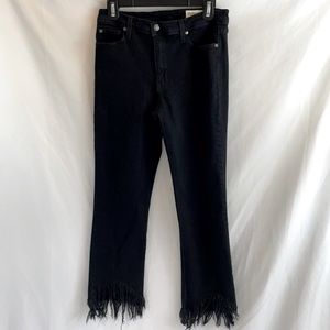 Pistola crop jeans black fringe hem stretch 28 A4